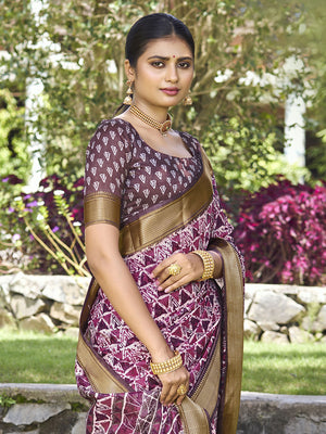 Pink Kalamkari Silk Saree With Blouse Piece