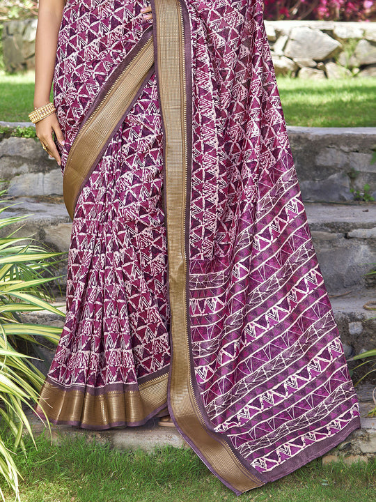 Pink Kalamkari Silk Saree With Blouse Piece