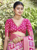 Pink Kalamkari Silk Saree With Blouse Piece