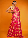 Pink Satin Georgette Saree With Blouse Piece