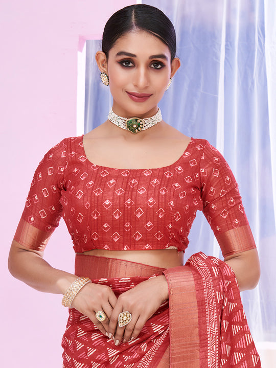 Pink Dola Silk Saree With Blouse Piece