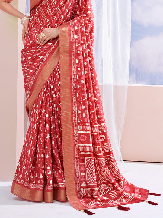 Pink Dola Silk Saree With Blouse Piece