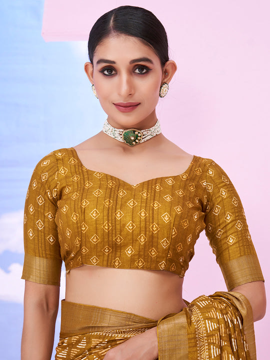 Gold Dola Silk Saree With Blouse Piece