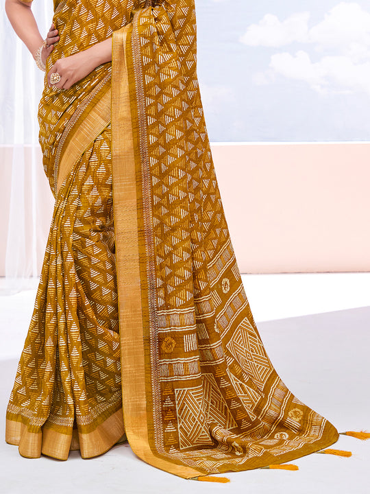 Gold Dola Silk Saree With Blouse Piece
