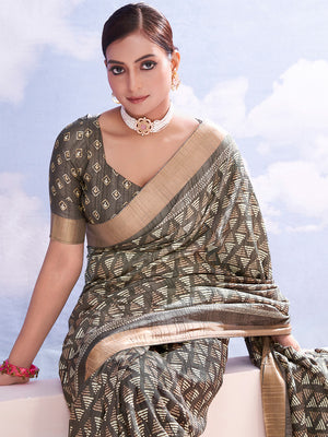 Taupe Dola Silk Saree With Blouse Piece