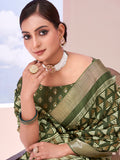 Green Dola Silk Saree With Blouse Piece