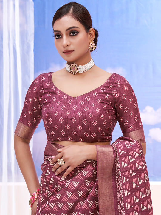 Maroon Dola Silk Saree With Blouse Piece