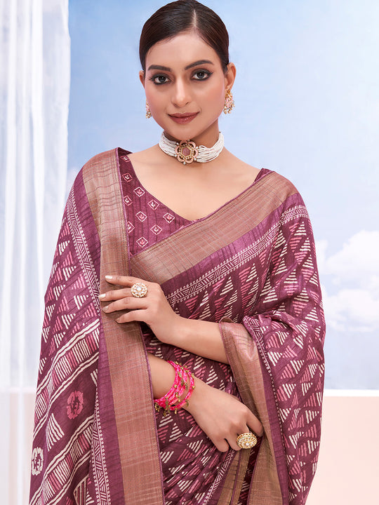 Maroon Dola Silk Saree With Blouse Piece