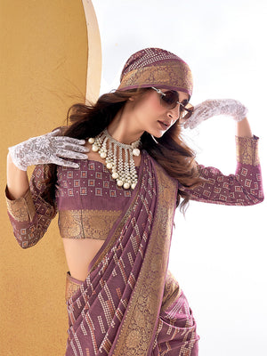 Mauve Dola Silk Saree With Blouse Piece