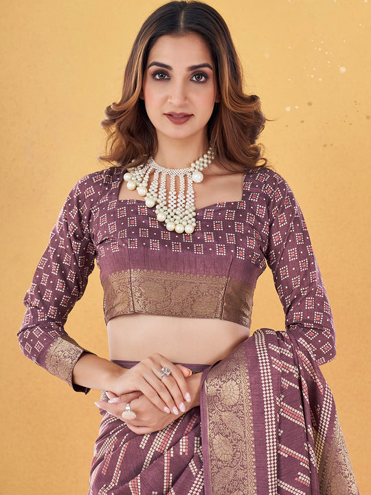 Mauve Dola Silk Saree With Blouse Piece