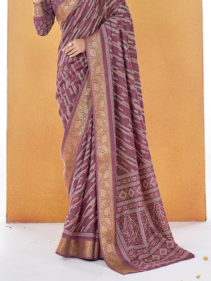 Mauve Dola Silk Saree With Blouse Piece