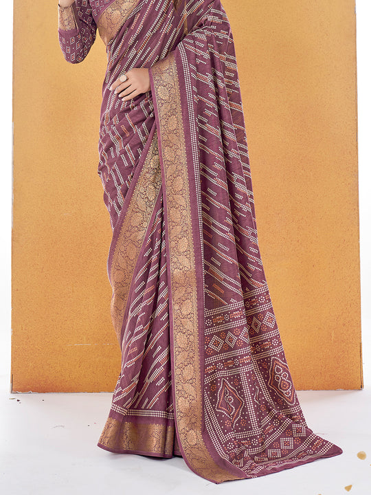 Mauve Dola Silk Saree With Blouse Piece