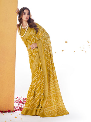 Gold Dola Silk Saree With Blouse Piece