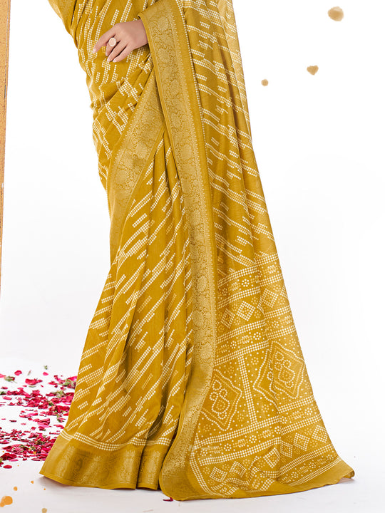 Gold Dola Silk Saree With Blouse Piece