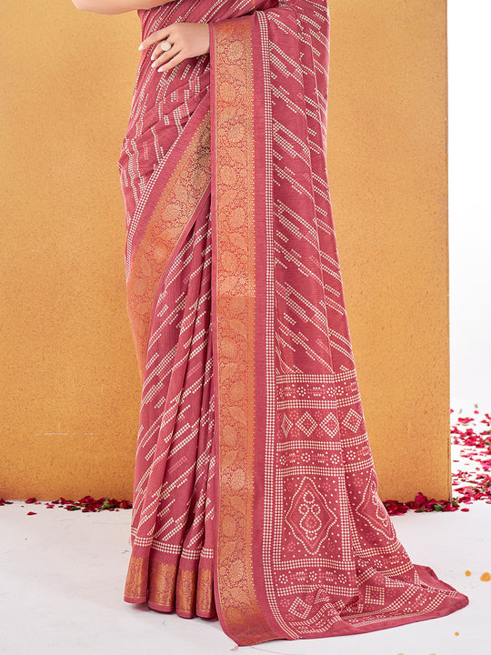 Rose Dola Silk Saree With Blouse Piece