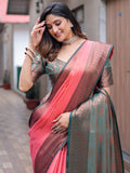 Red Kanjivaram Silk Saree With Blouse Piece