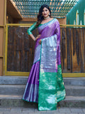 Purple Banarasi Silk Saree With Blouse Piece