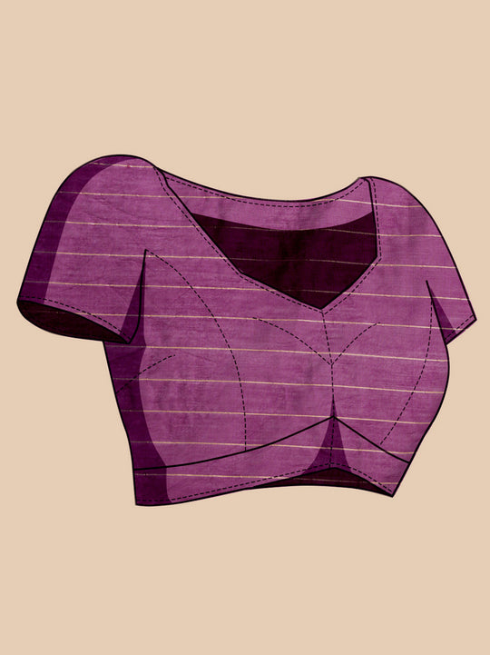 Purple Cotton Saree With Blouse Piece