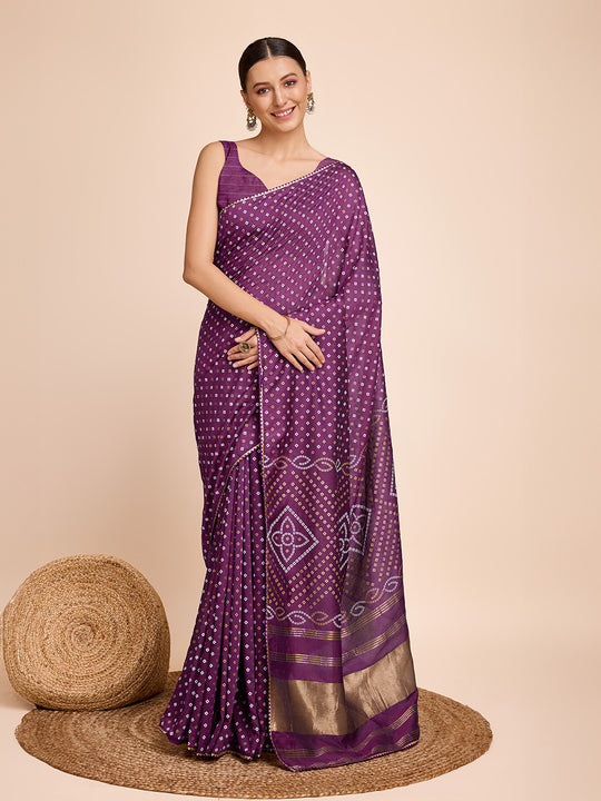 Purple Cotton Saree With Blouse Piece