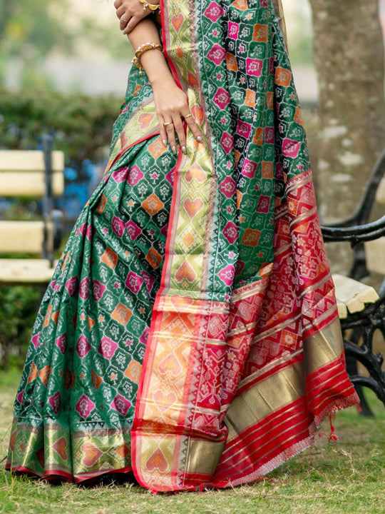 Multi Banarasi Silk Saree With Blouse Piece
