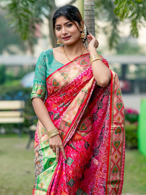 Multi Banarasi Silk Saree With Blouse Piece