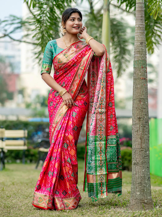 Multi Banarasi Silk Saree With Blouse Piece