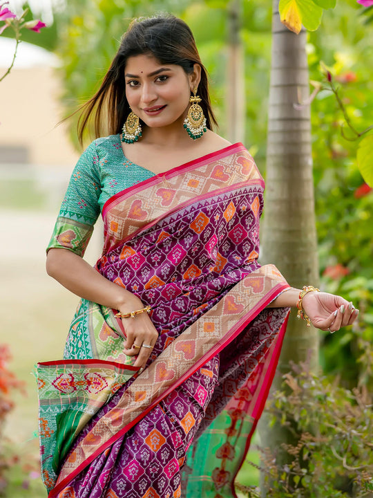 Multi Banarasi Silk Saree With Blouse Piece