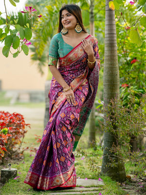 Multi Banarasi Silk Saree With Blouse Piece