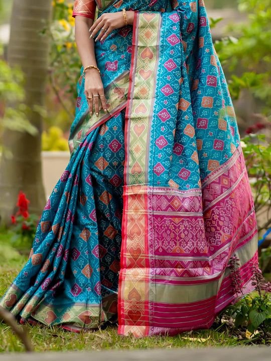 Multi Banarasi Silk Saree With Blouse Piece