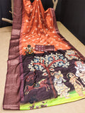 Orange Dola Silk Saree With Blouse Piece