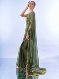 Green Sequinned Designer Sequined Lace Organza Designer Saree