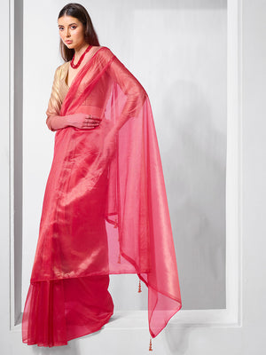 Solid Tissue Saree with Hanging With Blouse Piece