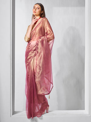 Solid Tissue Saree with Hanging With Blouse Piece