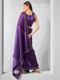 Beads and Stones Embellished  Organza Saree With Blouse Piece