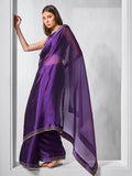 Beads and Stones Embellished  Organza Saree With Blouse Piece