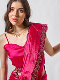 Embellished Beads and Stone Organza Saree With Blouse Piece