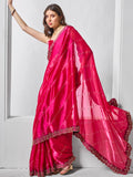 Embellished Beads and Stone Organza Saree With Blouse Piece