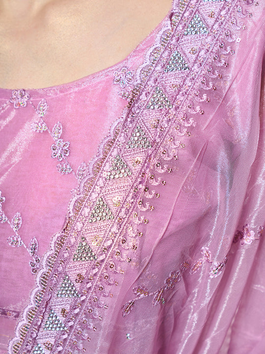 Embroidered Embellished Organza Saree With Blouse Piece