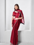 Embellished Beads and Stone Organza Saree With Blouse Piece