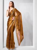 Beads and Stones Embellished  Organza Saree With Blouse Piece
