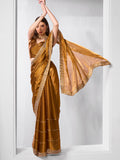 Beads and Stones Embellished  Organza Saree With Blouse Piece