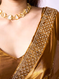 Beads and Stones Embellished  Organza Saree With Blouse Piece