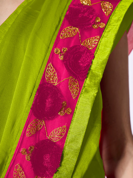 Embellished Chiffon Saree With Blouse Piece