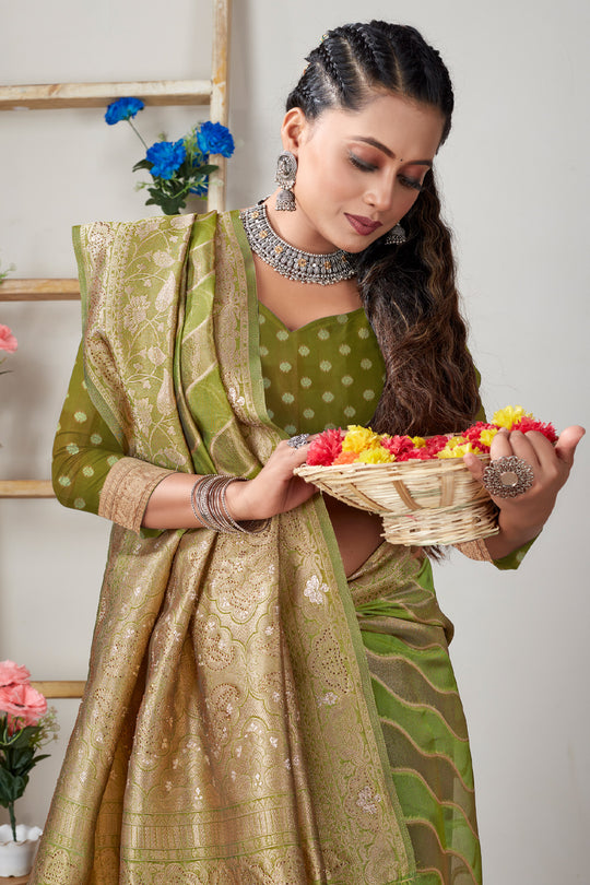 Heena Green Organza Saree
