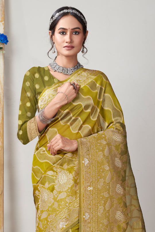 Fern Green Organza Saree