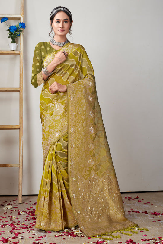 Fern Green Organza Saree
