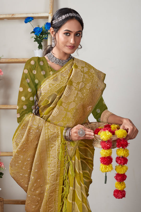 Fern Green Organza Saree