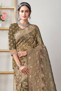 Dusky Green Organza Saree
