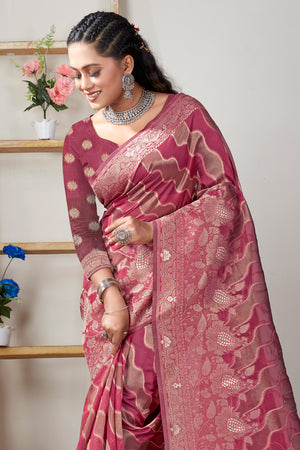 Stale Pink Organza Saree