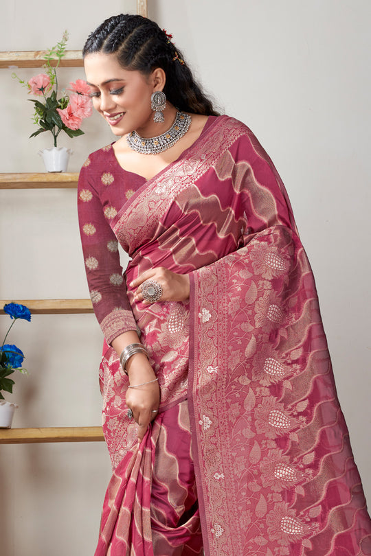 Stale Pink Organza Saree